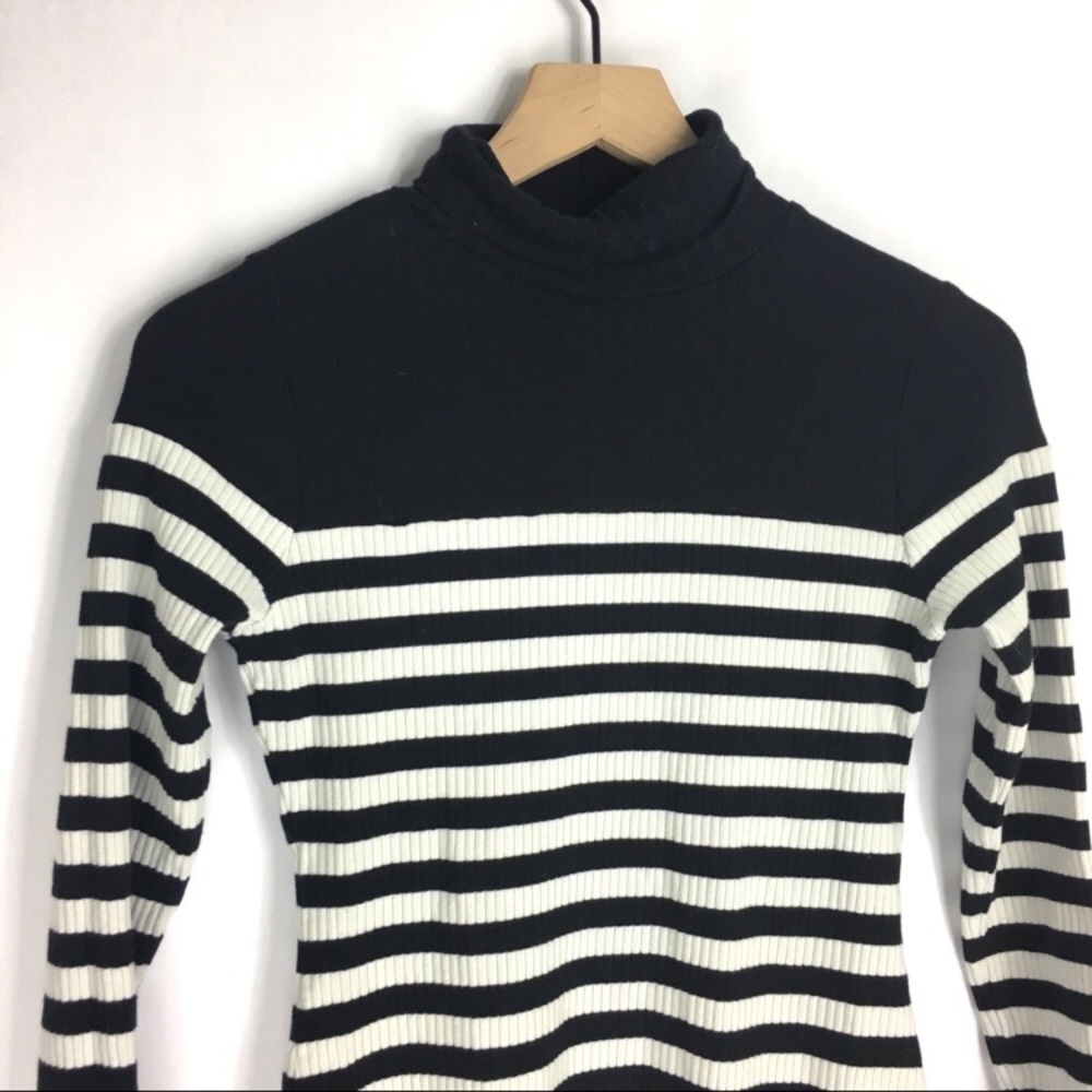 Topshop Black and White Stripe Turtleneck Dress - Picture 3 of 8